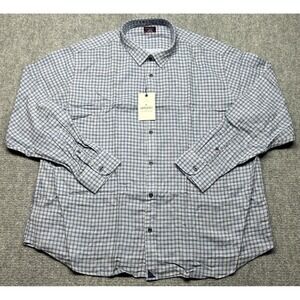 UNTUCKit Ortrugo Shirt Mens 3XLC Blue Check Long Sleeve Button Down Cotton New